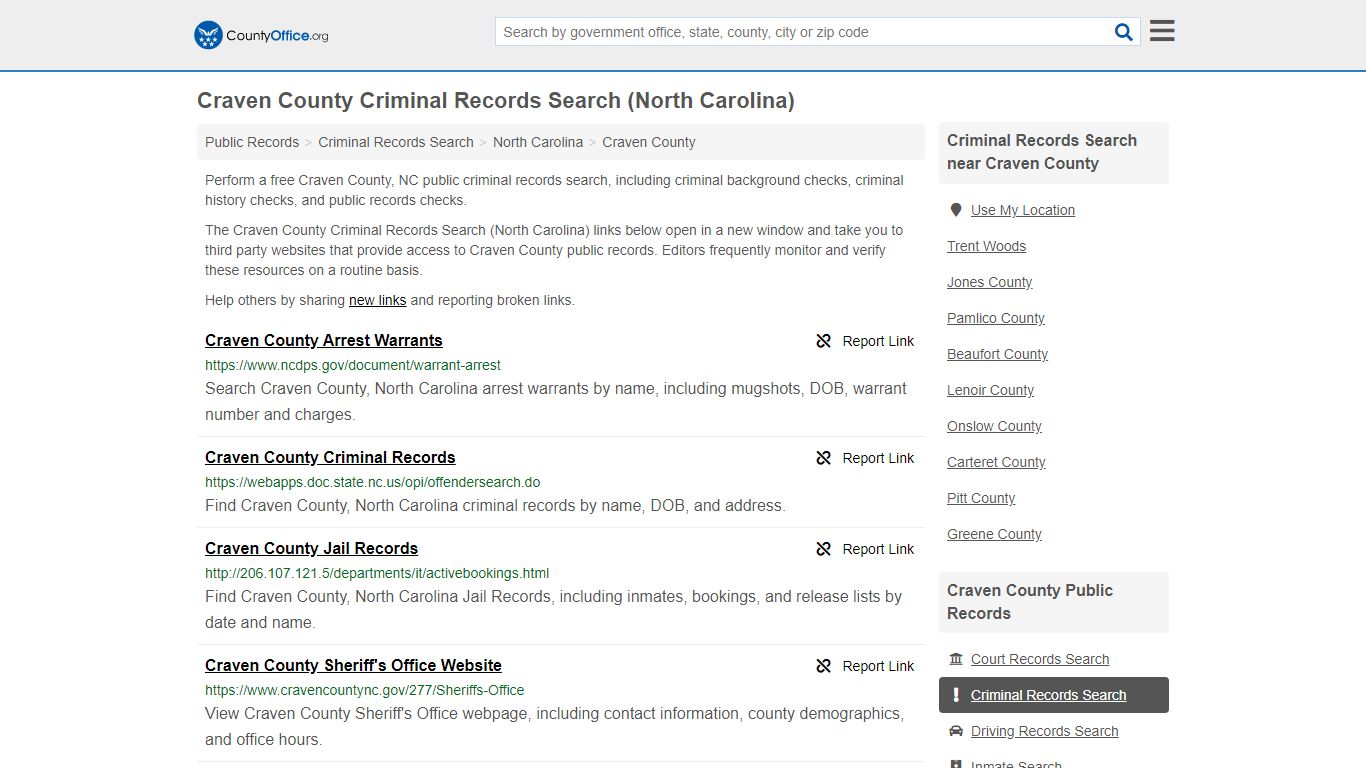 Criminal Records Search - Craven County, NC (Arrests ...