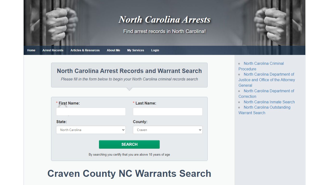 Craven County NC Warrants Search - North Carolina Arrests